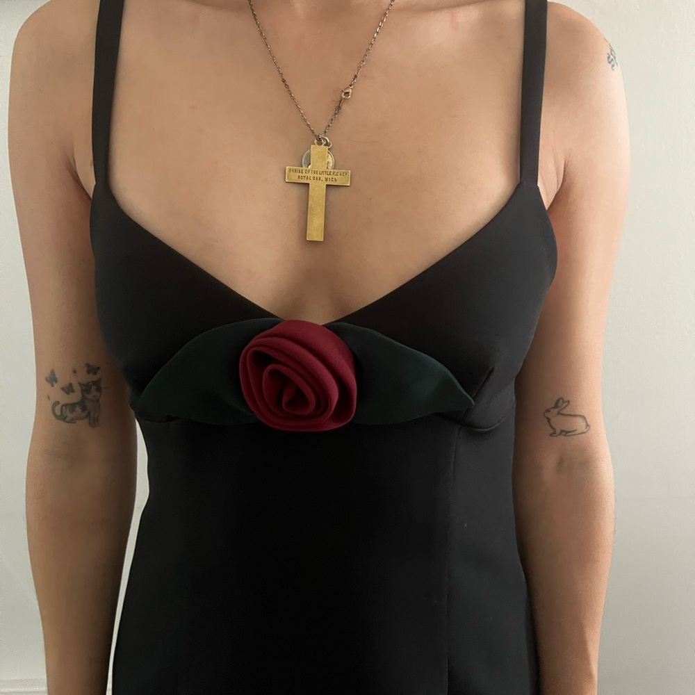 Sandy Liang Pilton Rosette Midi Dress